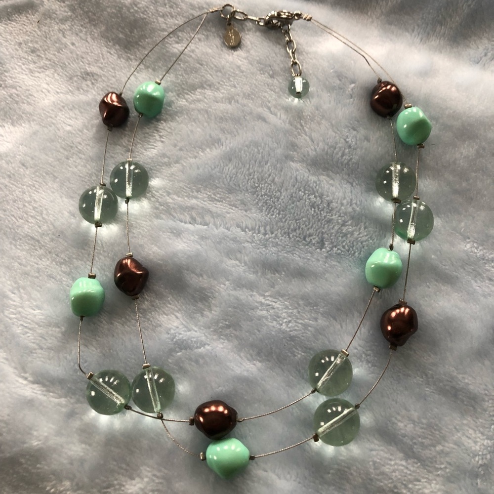 Brown and turquoise beaded necklace